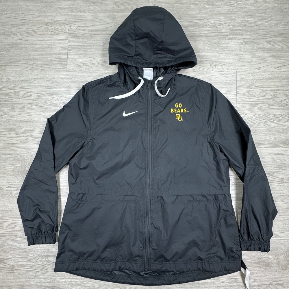 Nike Women's Windbreaker Jacket Baylor University Go Bears Black Medium‎ Hooded